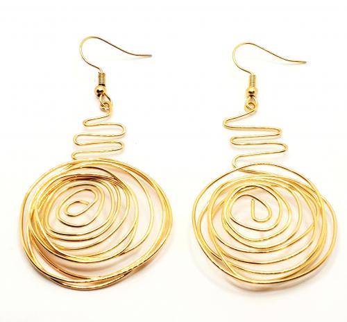 Gold Spiral Wirewrapped Earrings 