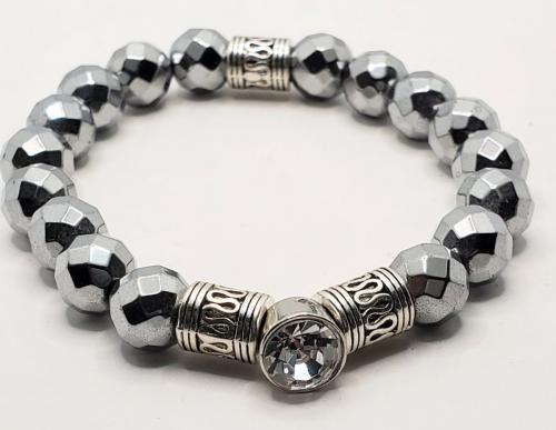 Silver Hematite Crystal Bracelet 