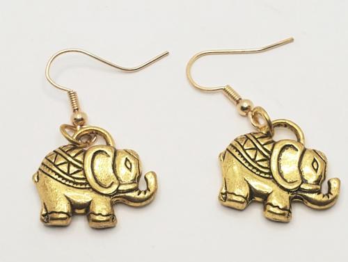 Gold Elephant Earrings 