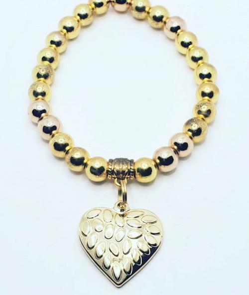 Gold Hematite Heart Bracelet 