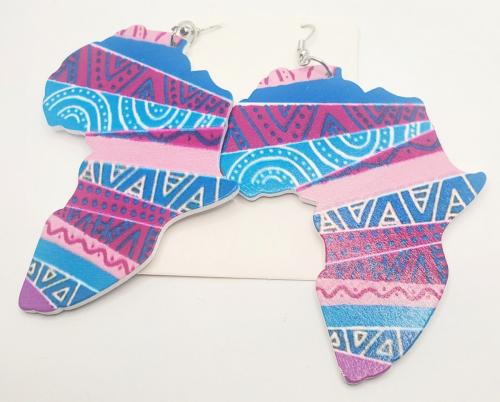 Shades of Blue Wooden Africa Earrings 