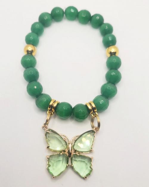 Green Faceted Butterfly Bracelet 