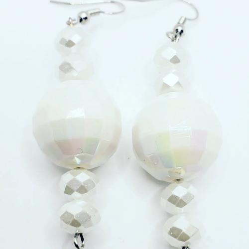 White Faceted Earrings 