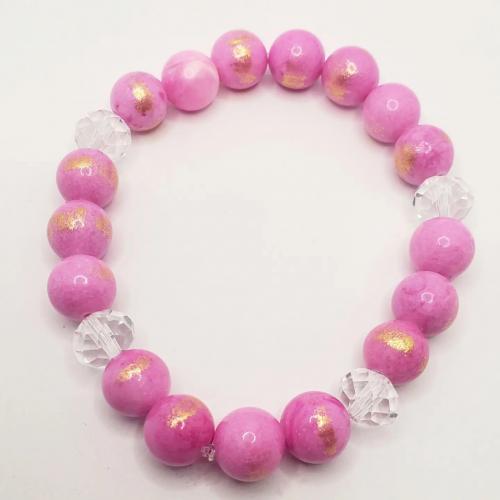 Pink Agate and Transparent Bracelet 