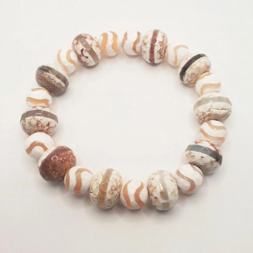 Tan and Cream Tibetan Bead Bracelet 