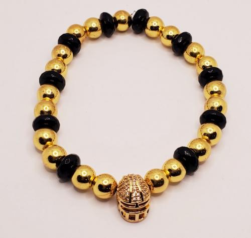 Black and Gold Football Bracelet 