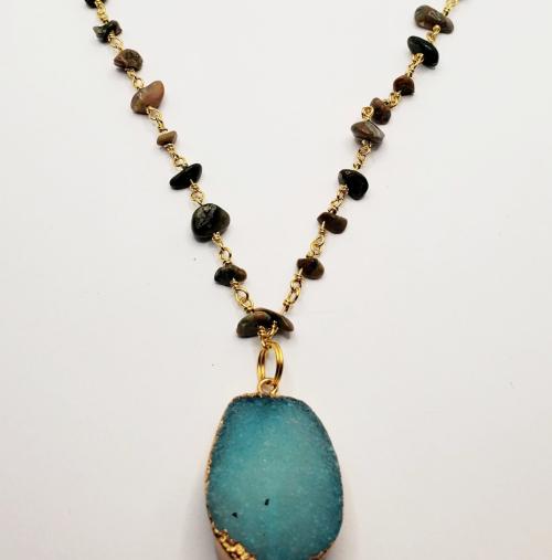 Amazonite and Tiger&#039;s Eye Necklace 