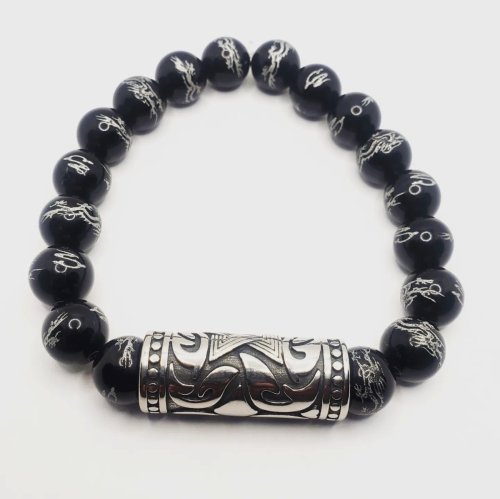 Black and Silver Painted Dragon Bracelet