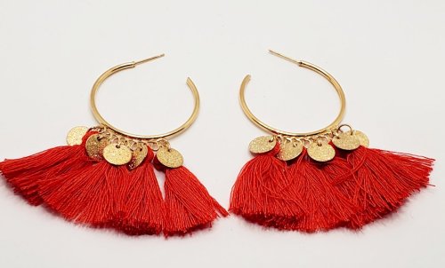 Red Tassel Hoops 