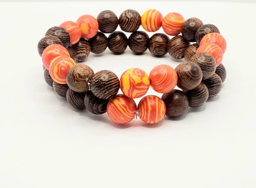 Brown and Orange Bracelet Stack 