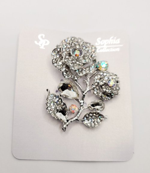 Silver Rose Brooch