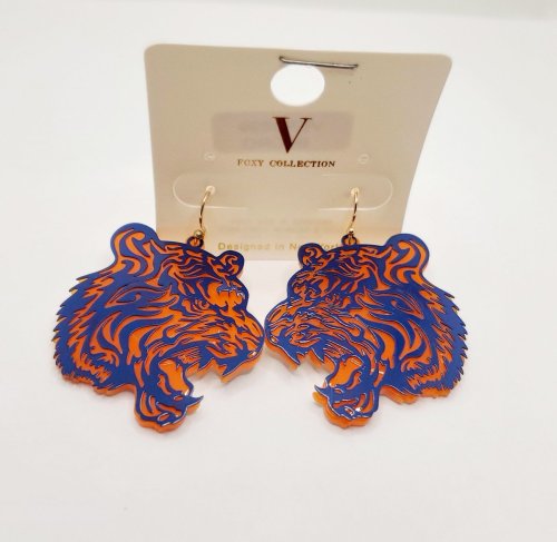 Blue and Orange Tiger Earrings