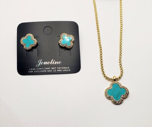 Turqouise 4 leaf clover Set