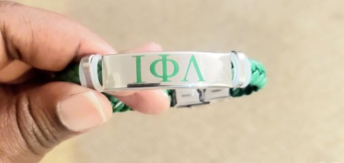 Silver and Green Woven Iota Bracelet