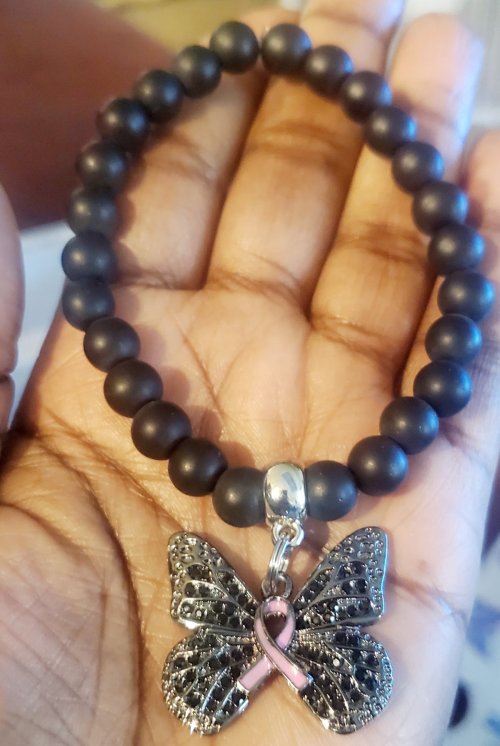Black Breast Cancer Awareness Bracelet 