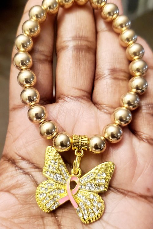 Gold Breast Cancer Awareness Bracelet