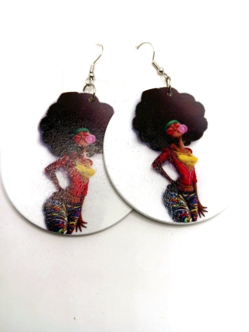 70&#039;s African Woman Earrings 