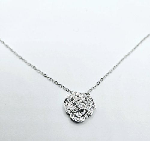 Silver Rose Necklace 