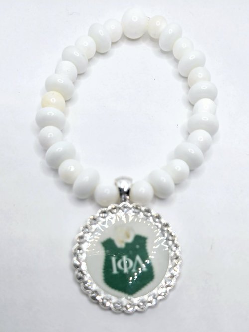 White Iota Phi Lambda Shield Charm 