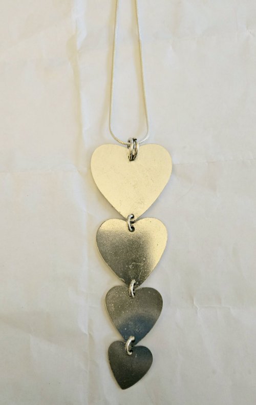 Silver Heart Statement Necklace 