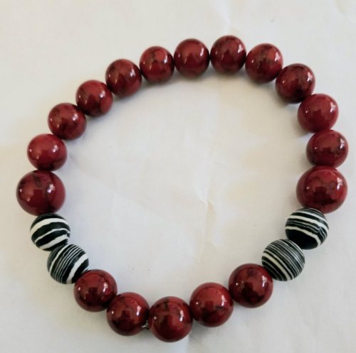 Red, Black, and White Stripped Bracelet 