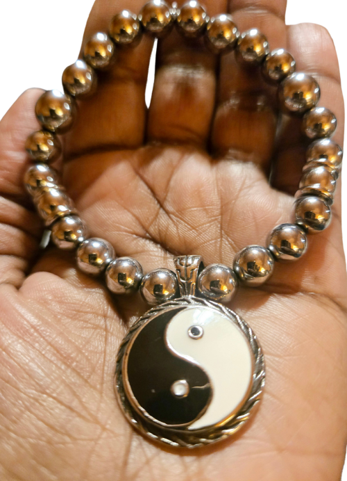 Silver Hematite Ying and Yang 