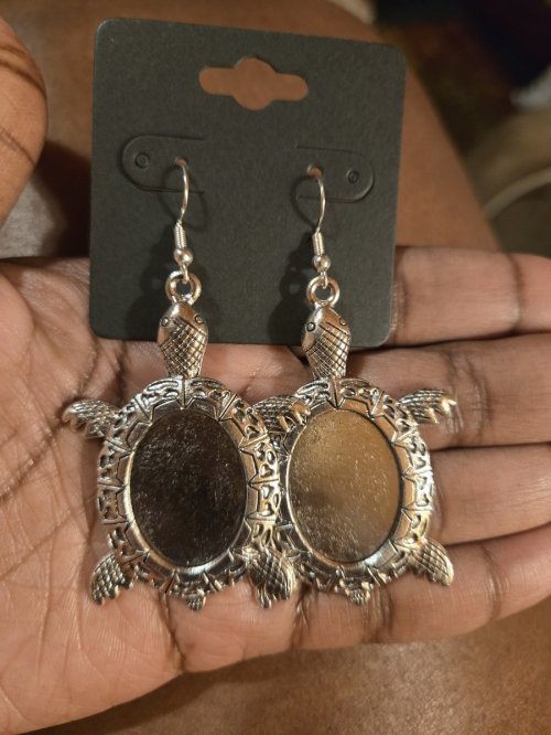 Large Flat Turtle Earrings 